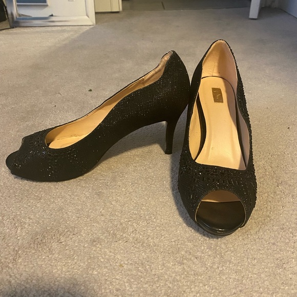 K&M open toe sparkly black heels - Picture 2 of 3